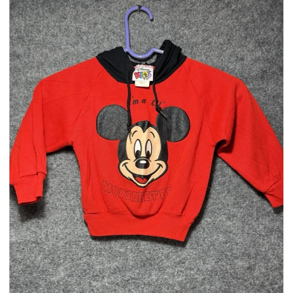 Vintage Mickey Mouse Sweatshirt – Toddler Size 2/3 – Red Jog Togs Style –80s/90s